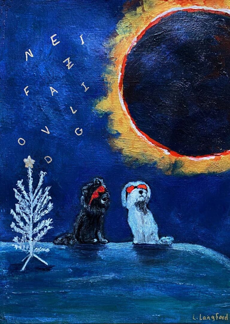 Christmas 2023 with a painting and a moon during an eclipse