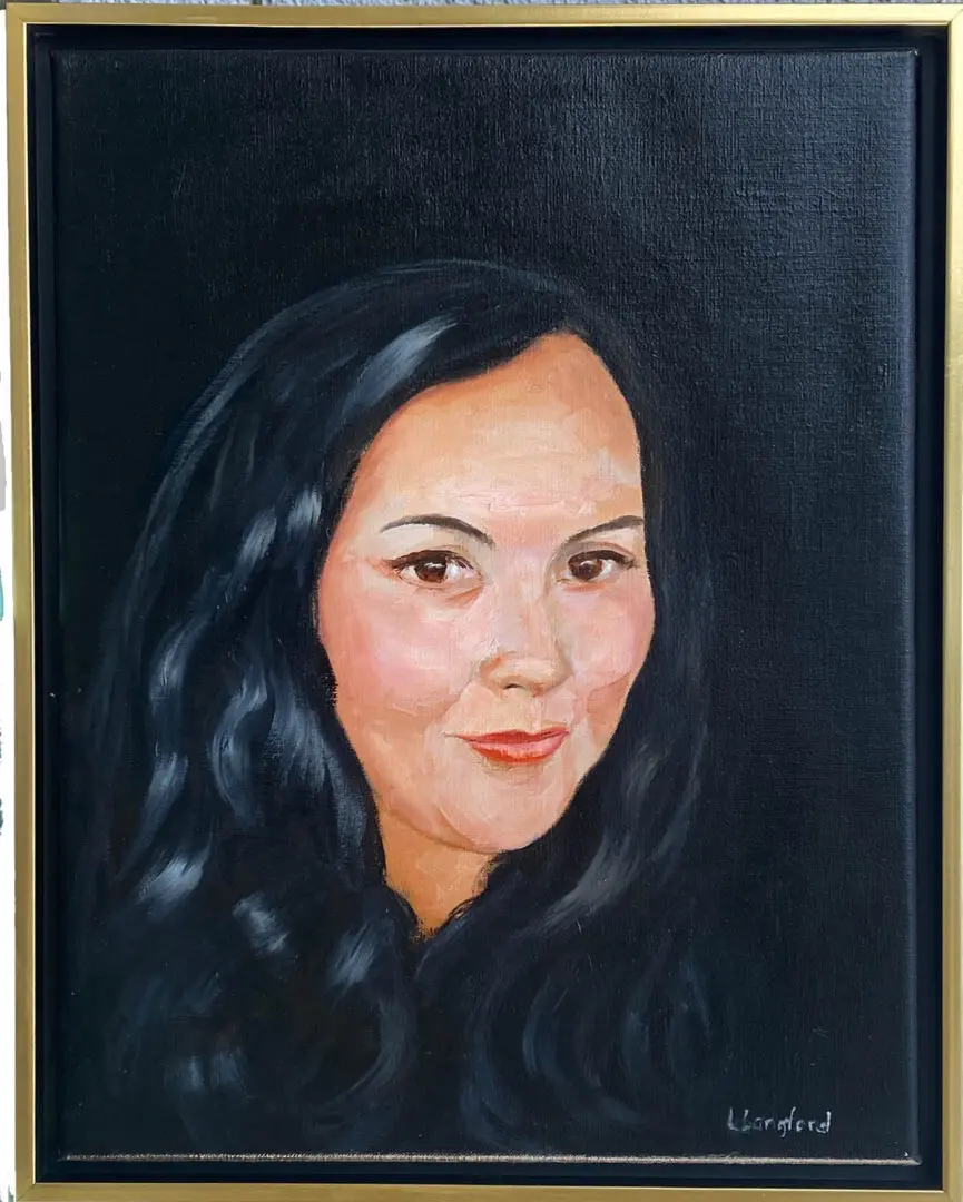 An art of a lady with long black hairs